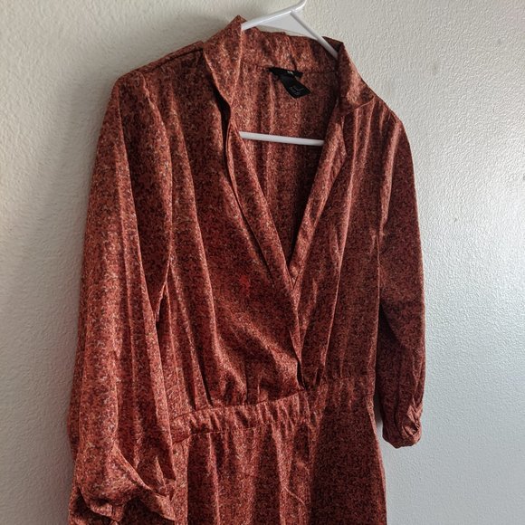 Long-sleeve Orange Collar Dress - Picture 1 of 5